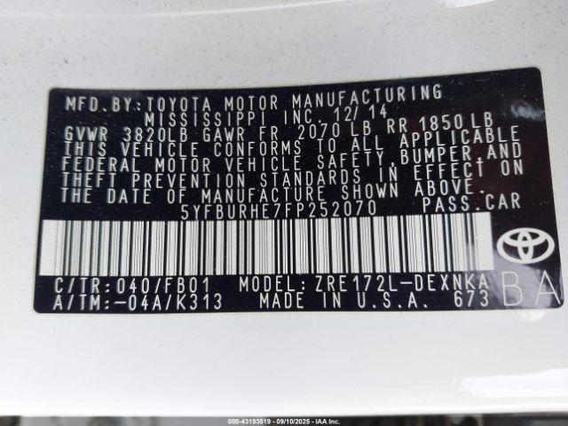 Toyota Corolla Le Image 9